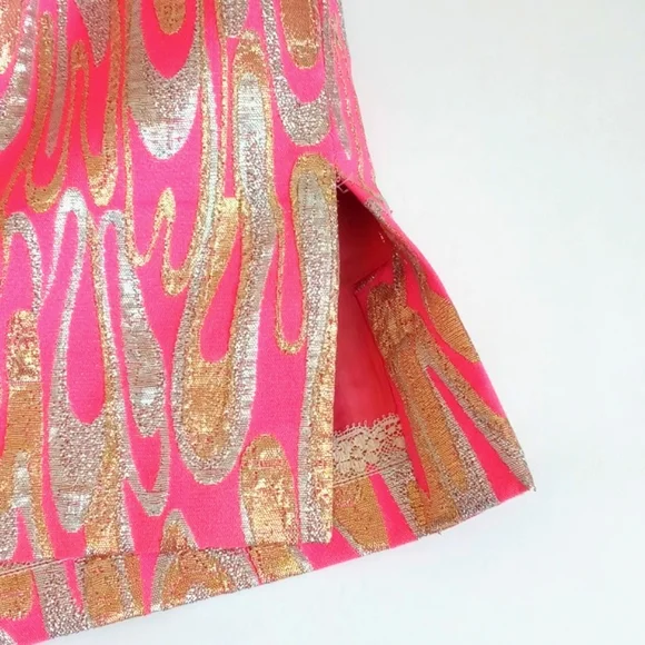 Stunning 1960's Mod Pink Gold Silver Metallic 3/4 Sleeve Blouse S/M - Picture 8 of 17